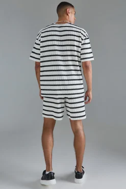 boohooMAN Boxy Textured Stripe Shorts | UK| Shorts