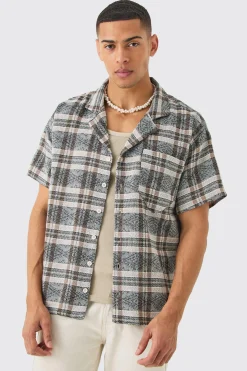 boohooMAN Boxy Tonal Textured Check Shirt | UK| Shirts
