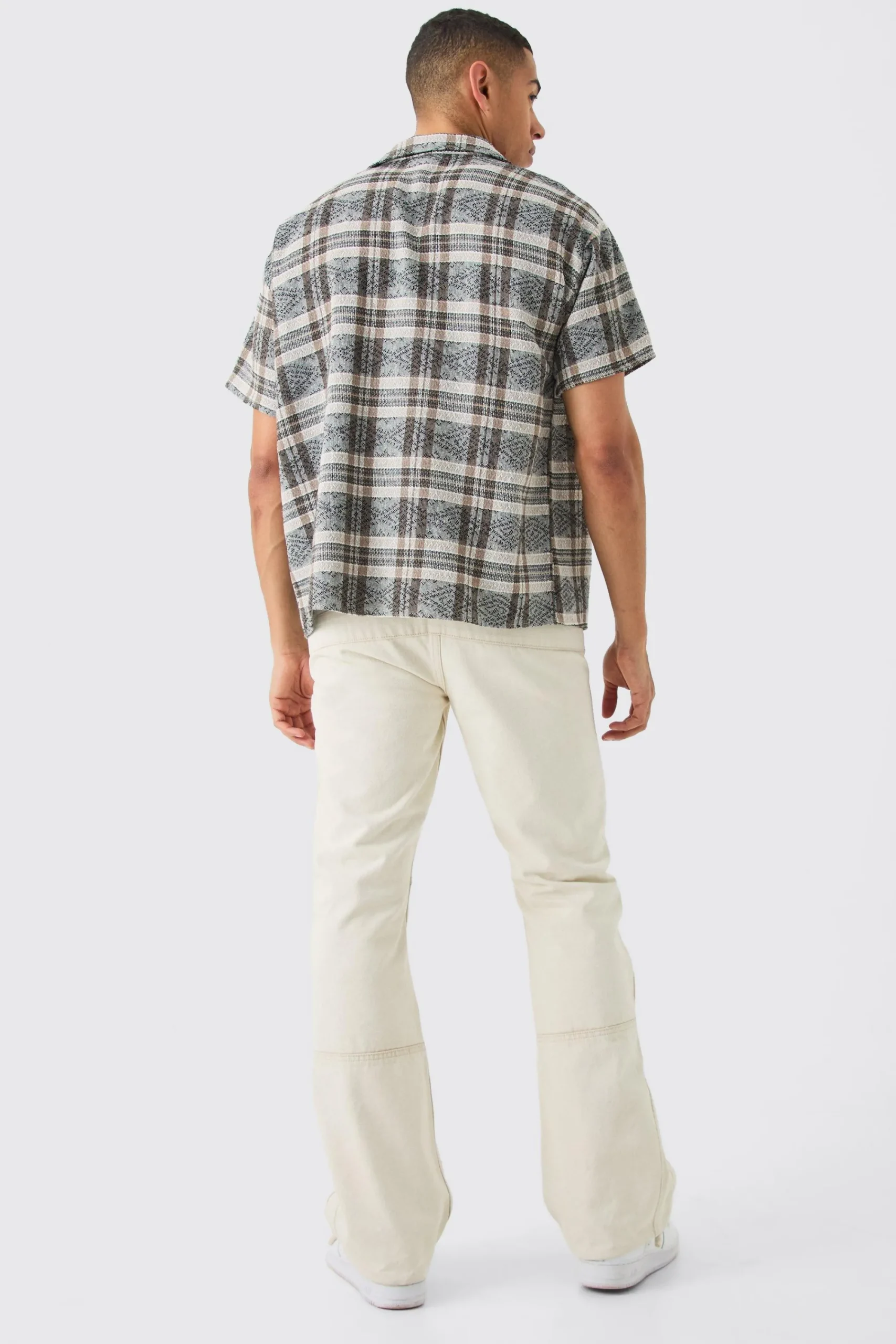 boohooMAN Boxy Tonal Textured Check Shirt | UK| Shirts
