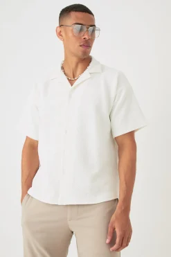 boohooMAN Boxy Twill Revere Collar Shirt In | UK| Shirts