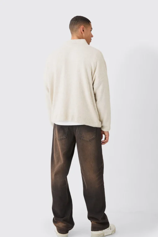 boohooMAN Boxy V Neck Boucle Textured Knit Jumper | UK| Knitwear