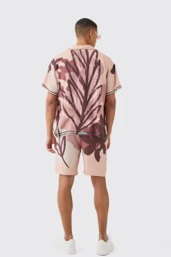 boohooMAN Boxy Viscose Abstract Flower Shirt & Short Set | UK| Sets & Co-Ords