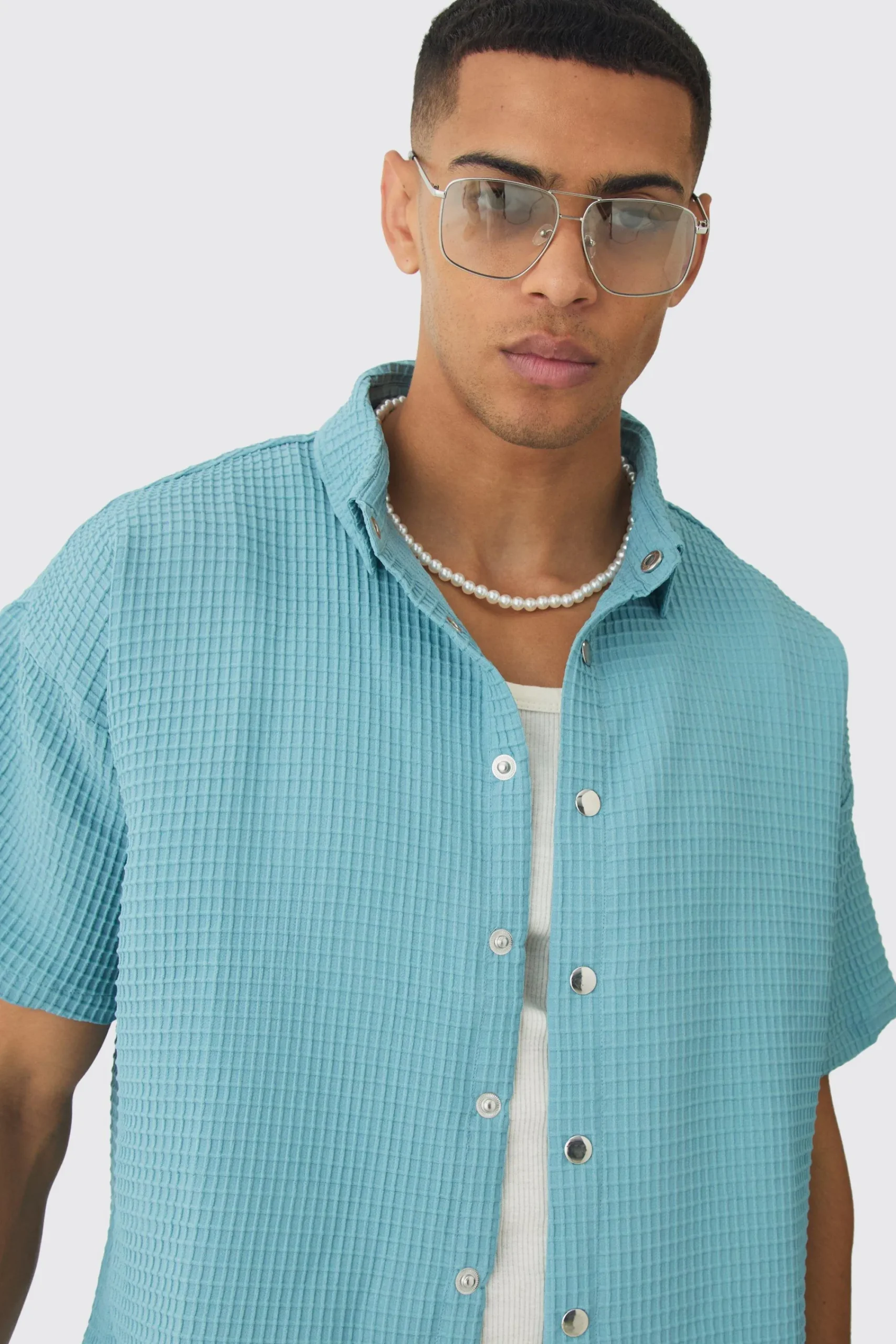 boohooMAN Boxy Waffle Shirt | UK| Shirts