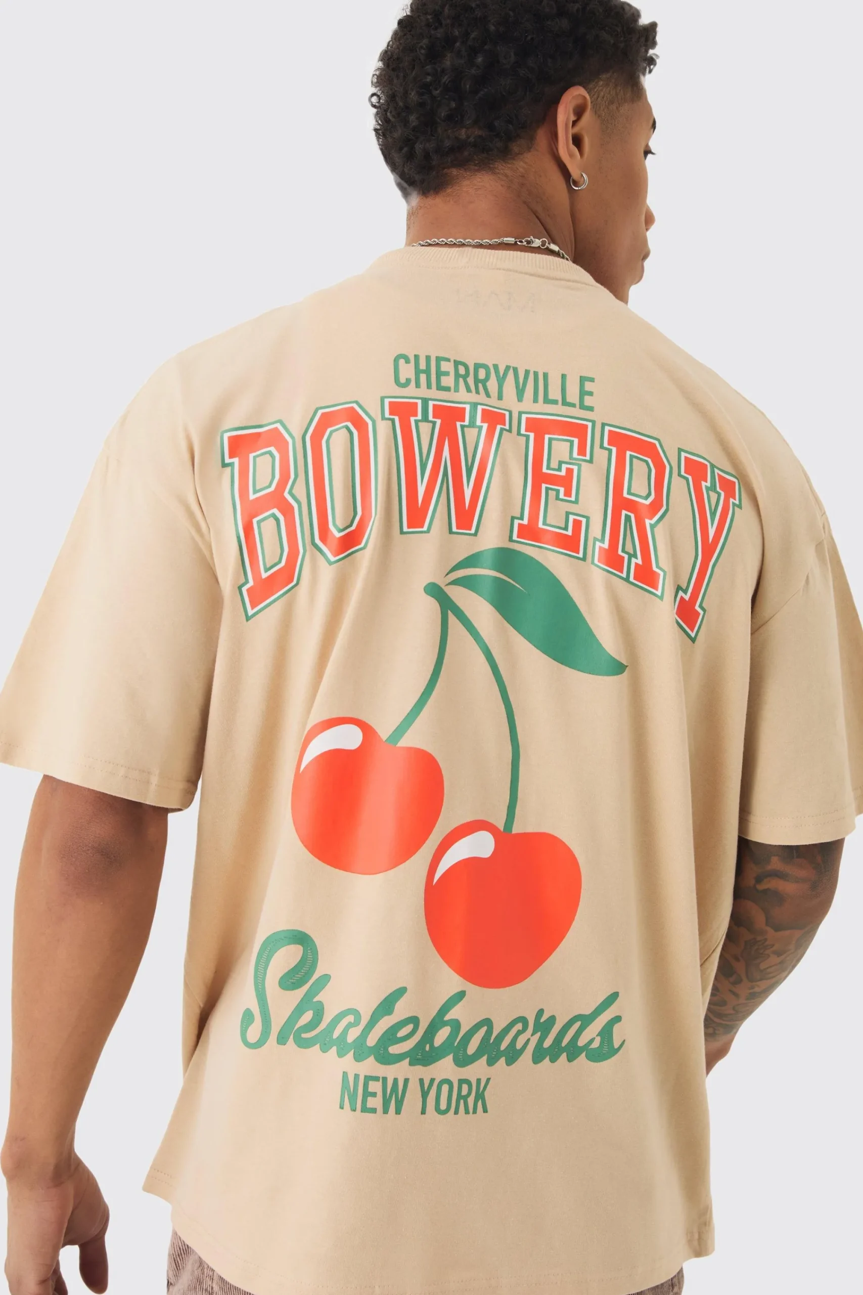 Boxy Washed Cherry Print T-shirt | UK^boohooMAN Hot