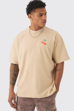 Boxy Washed Cherry Print T-shirt | UK^boohooMAN Hot