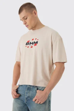 Boxy Washed Pour Homme Star Print T-Shirt | UK^boohooMAN Discount