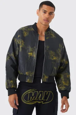 boohooMAN Boxy Washed Pu Padded Bomber | UK| Coats & Jackets