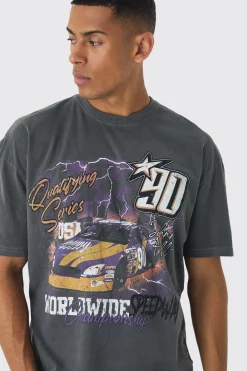 Boxy Washed Racing Car T-shirt | UK^boohooMAN Clearance