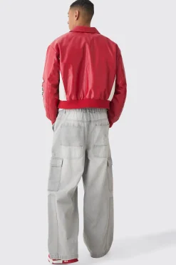 boohooMAN Boxy Worldwide Colla PU Bomber Jacket In | UK| Coats & Jackets