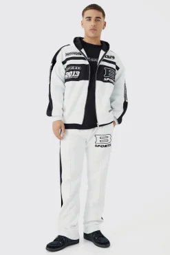 boohooMAN Boxy Zip Through Moto Panel Split Hem Tracksuit | UK| Tracksuits