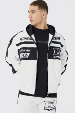 boohooMAN Boxy Zip Through Moto Panel Split Hem Tracksuit | UK| Tracksuits