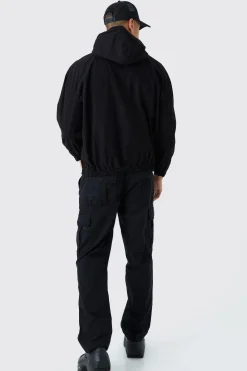 boohooMAN Branded Plaque Detail Twill Hooded Overshirt | UK| Shirts