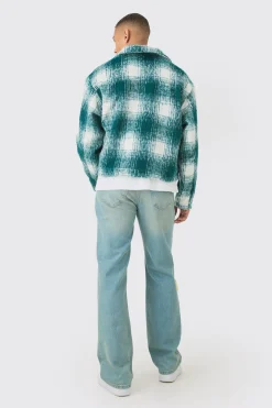 boohooMAN Brushed Check Collared Harrington Jacket In | UK| Coats & Jackets