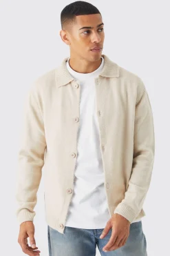boohooMAN Brushed Knitted Collared Cardigan | UK| Knitwear