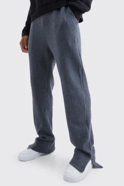 boohooMAN Brushed Rib Ottoman Relaxed Split Hem Jogger | UK| Trousers|Joggers