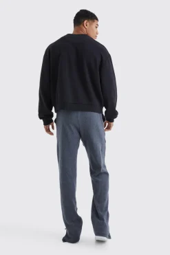 boohooMAN Brushed Rib Ottoman Relaxed Split Hem Jogger | UK| Trousers|Joggers