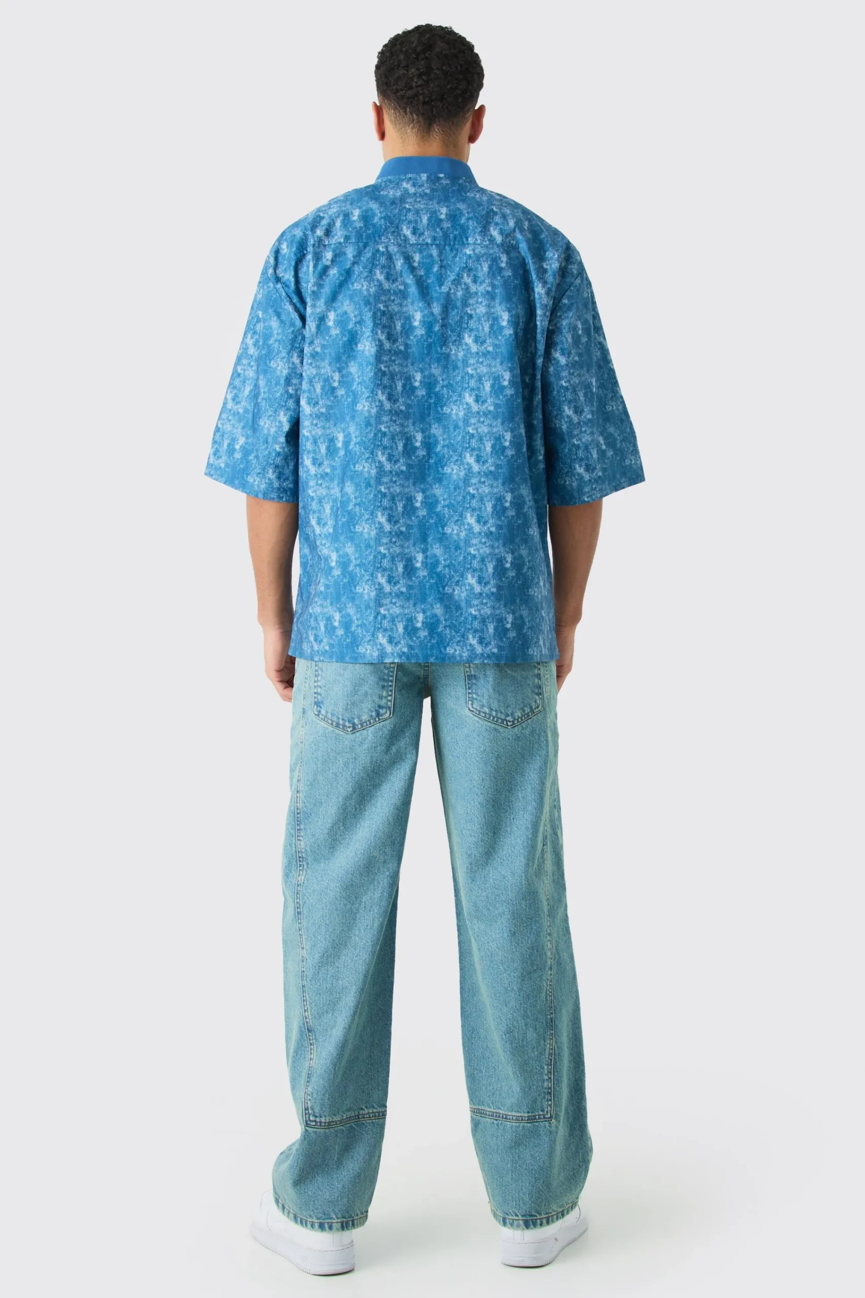 boohooMAN Camo Dropped Shoulder Ribbed Neck Shirt | UK| Shirts