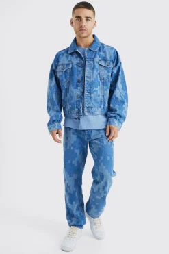 boohooMAN Camo Print Denim Jacket And Jeans Set | UK| Sets & Co-Ords