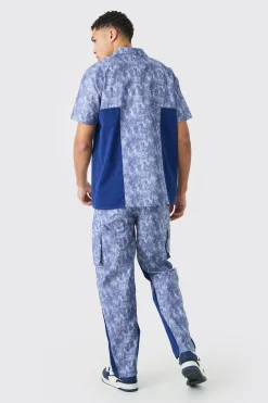 boohooMAN Camo Twill Short Sleeve Gusset Detail Shirt Set | UK| Sets & Co-Ords