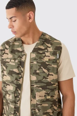 Camo Twill Utility Vest | UK^boohooMAN Sale
