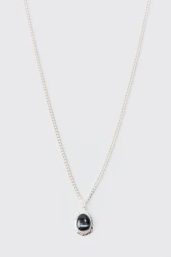 boohooMAN Chain Necklace With Black Marble Pendant | UK| Jewellery & Watches