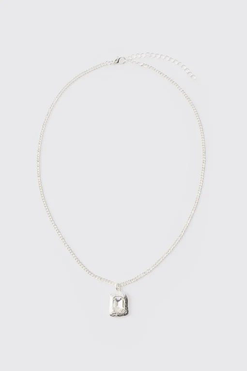 boohooMAN Chain Necklace With Gem Stone Pendant | UK| Jewellery & Watches