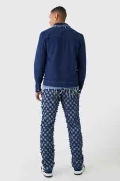 boohooMAN Checkerboard Denim Jacket And Jeans Set | UK| Sets & Co-Ords