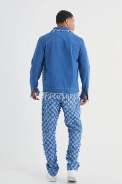 boohooMAN Checkerboard Denim Jacket And Jeans Set | UK| Sets & Co-Ords