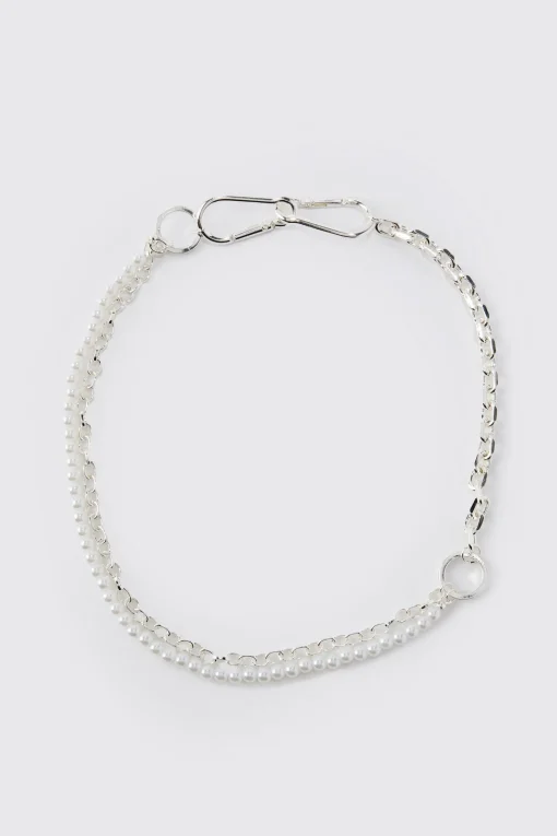 boohooMAN Chunky Pearl Chain Necklace | UK| Jewellery & Watches
