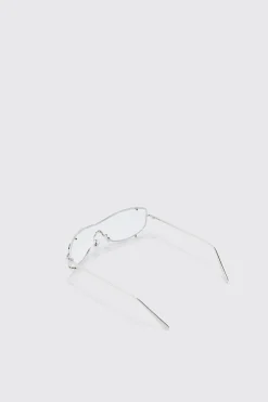 boohooMAN Clear Lens Visor Sunglasses In | UK| Sunglasses