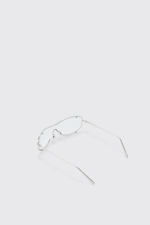boohooMAN Clear Lens Visor Sunglasses In | UK| Sunglasses