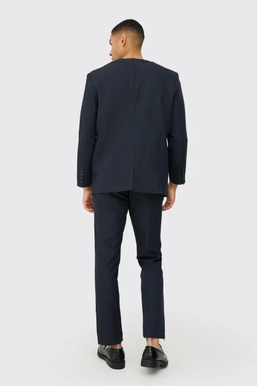 boohooMAN Collarless Straight Blazer | UK| Suits & Tailoring