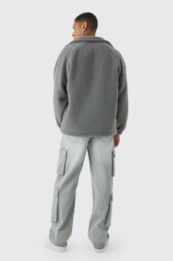 boohooMAN Colour Block Borg And Nylon Jacket In | UK| Coats & Jackets