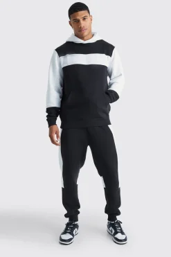 boohooMAN Colour Block Panel Hooded Tracksuit | UK| Tracksuits