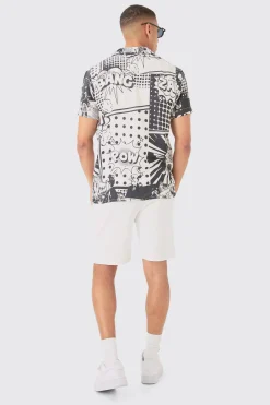 boohooMAN Comic Viscose Regular Fit Shirt | UK| Shirts