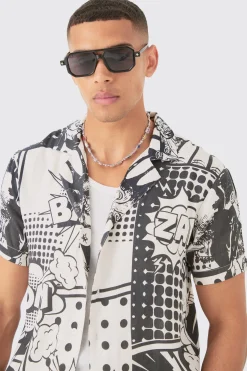 boohooMAN Comic Viscose Regular Fit Shirt | UK| Shirts