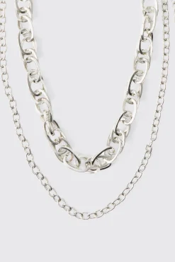 boohooMAN Compass Layered Jean Chain In | UK| Jewellery & Watches
