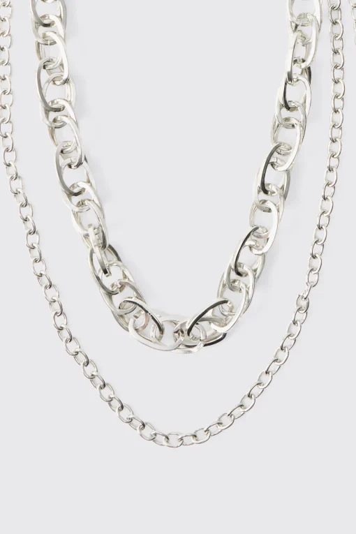 boohooMAN Compass Layered Jean Chain In | UK| Jewellery & Watches