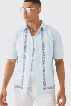 boohooMAN Concealed Placket Linen Boarder Shirt | UK| Shirts|Sets & Co-Ords