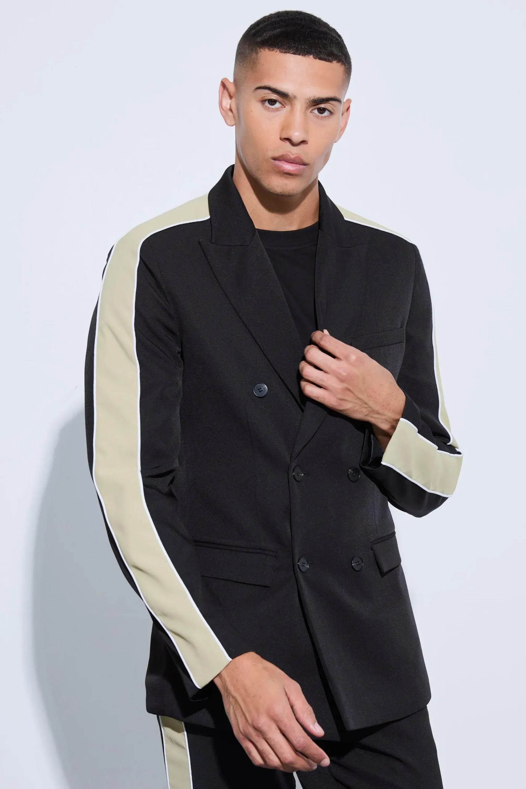 boohooMAN Contrast Panel Double Breasted Relaxed Fit Suit | UK| Suits & Tailoring