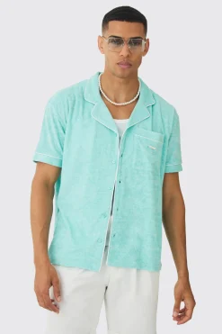 boohooMAN Contrast Piping Towelling Shirt | UK| Shirts