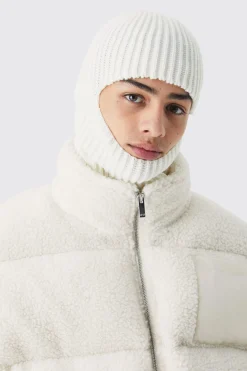 boohooMAN Contrast Rib Knitted Hood | UK| Hats & Caps