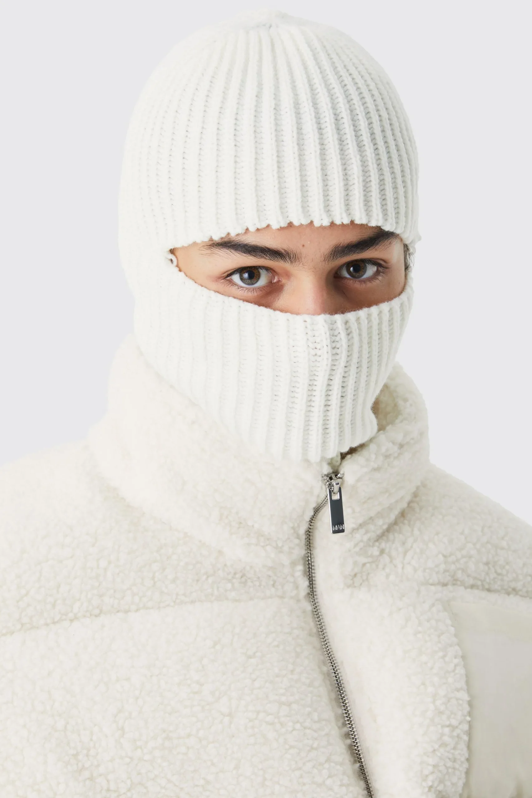 boohooMAN Contrast Rib Knitted Hood | UK| Hats & Caps