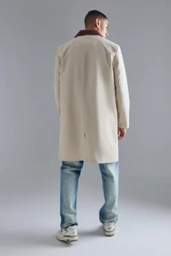 boohooMAN Cord Collar Button Through Mac | UK| Coats & Jackets