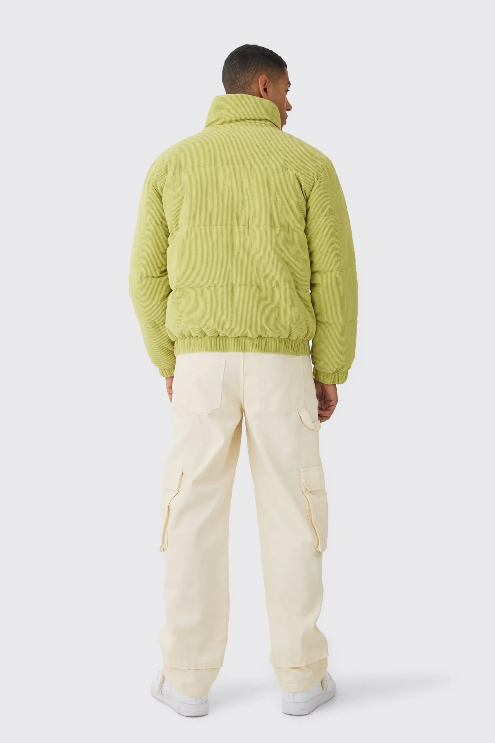 boohooMAN Cord Funnel Neck Puffer Coat In | UK| Coats & Jackets