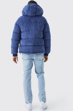 boohooMAN Cord Panelled Hooded Puffer | UK| Coats & Jackets