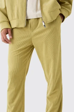 boohooMAN Corduroy Elasticated Waist Tapered Trousers | UK| Suits & Tailoring|Trousers