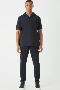 boohooMAN Core Revere Polo & Taper Jogger Interlock Set | UK| Tracksuits