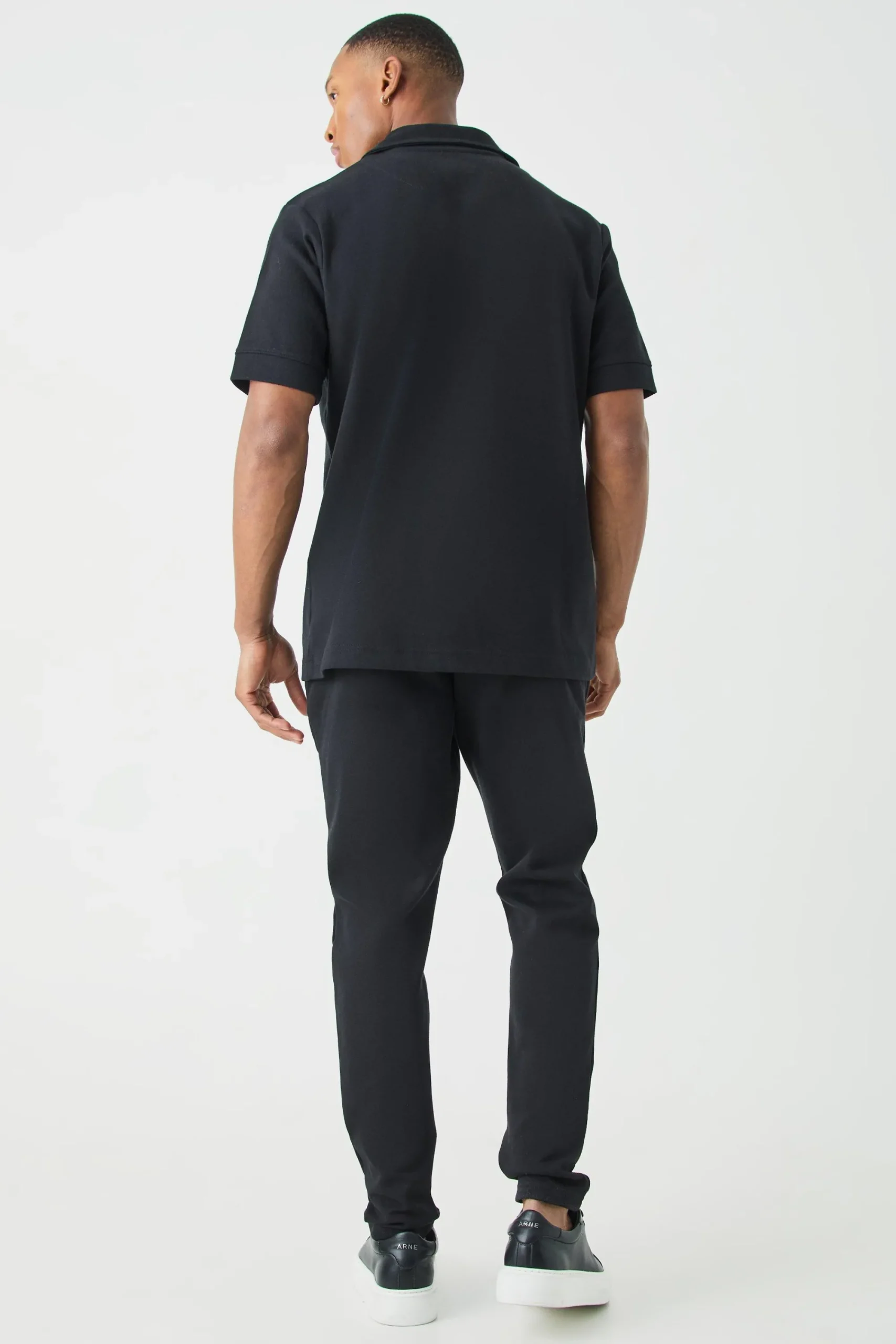 boohooMAN Core Revere Polo & Taper Jogger Interlock Set | UK| Tracksuits