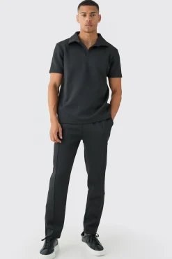 boohooMAN Core Revere Scuba Polo & Jogger Set | UK| Tracksuits